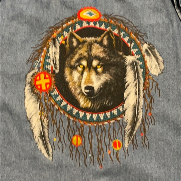 Vintage Dreamcatcher Wolf Denim Button Down - Picture 2 of 3